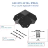 This graphic provides detailed contents for SKU 4C2L, including a two-way 90 deg Elbow Bracket and screws necessary for secure installation in various outdoor settings.