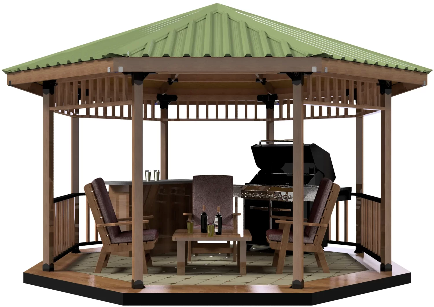 4x4, Floating Deck, Full Octagon Gazebo Brackets Kit - RioOutdoors.com