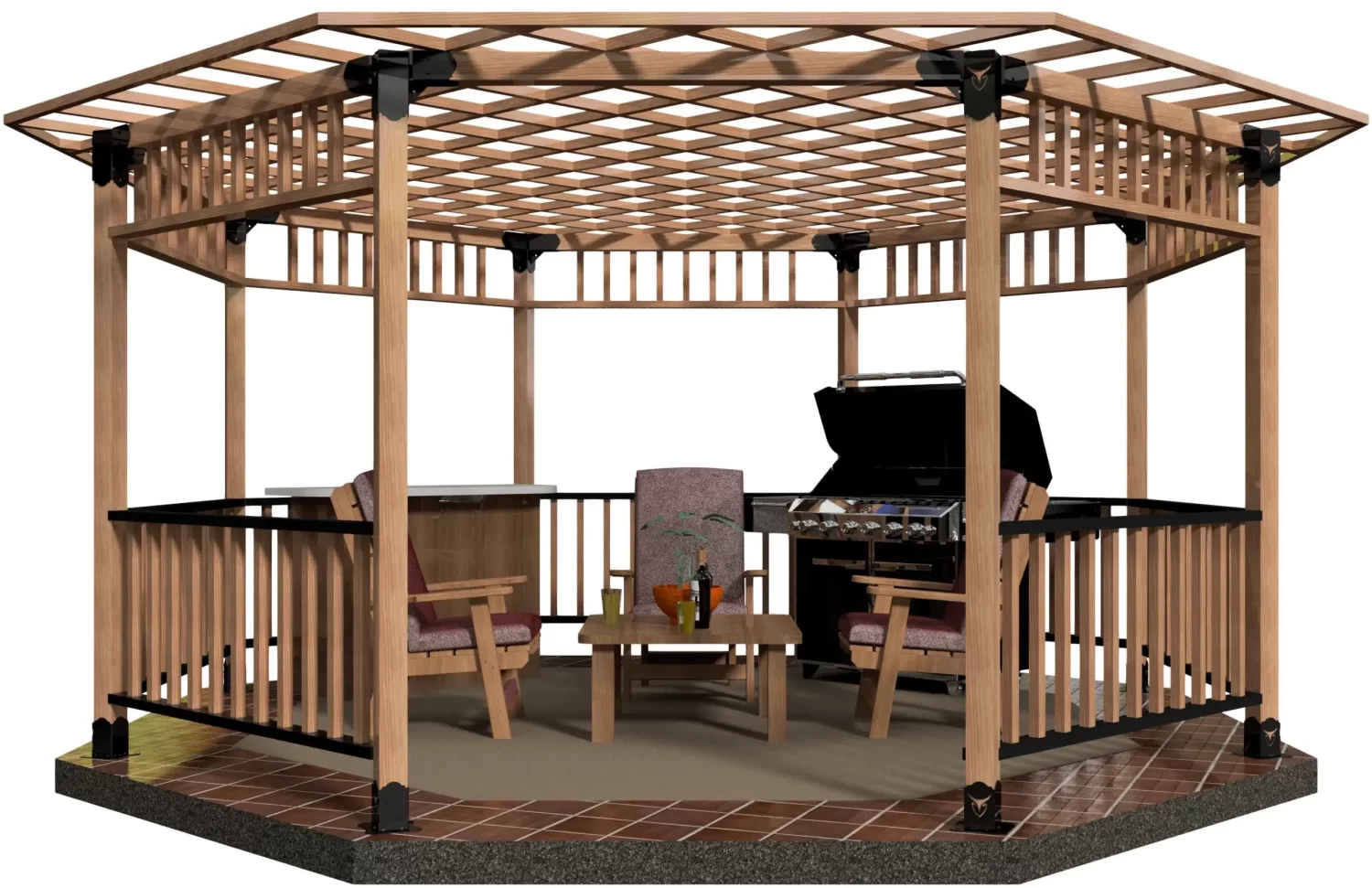Octagon GazeboDIY 4X4 Surface Mounted Octagon Gazebo Kit - RioOutdoors.com