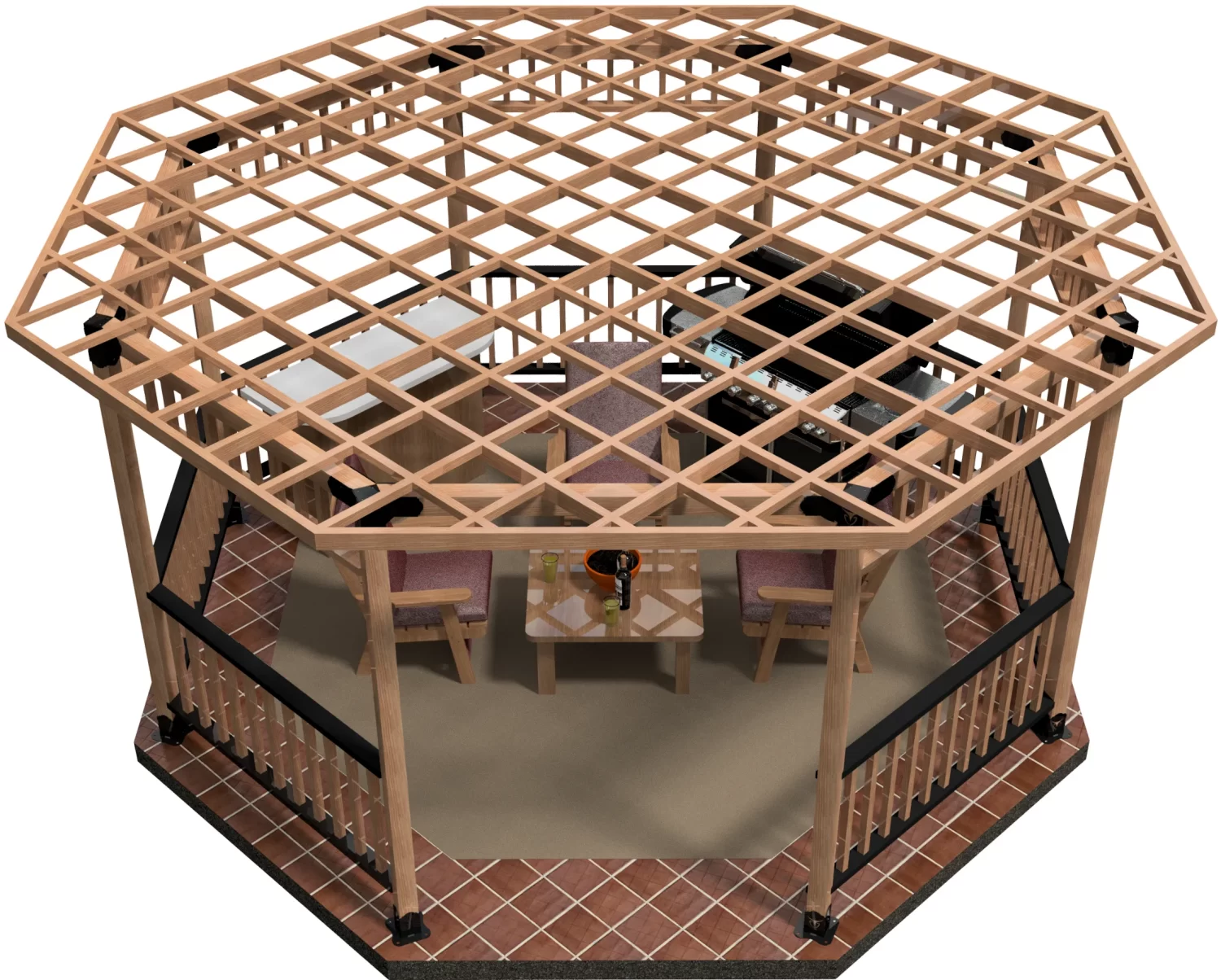 Octagon GazeboDIY 4X4 Surface Mounted Octagon Gazebo Kit - RioOutdoors.com