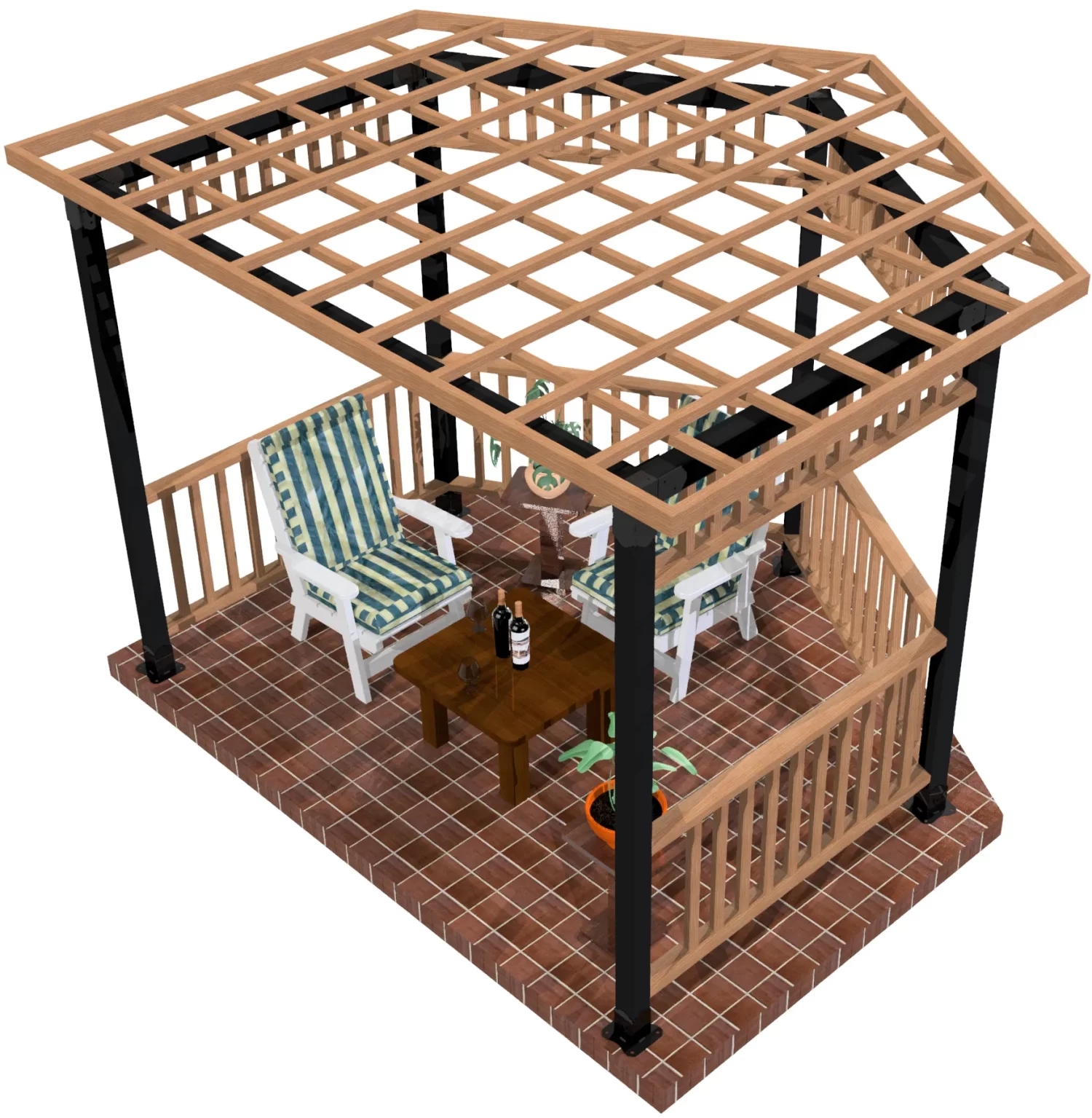 4x4, Surface Mounted, Partial Hexagon Gazebo - Partial Hexagon Gazebo 4x4, Surface Mounted, Partial Hexagon Gazebo - RioOutdoors.com