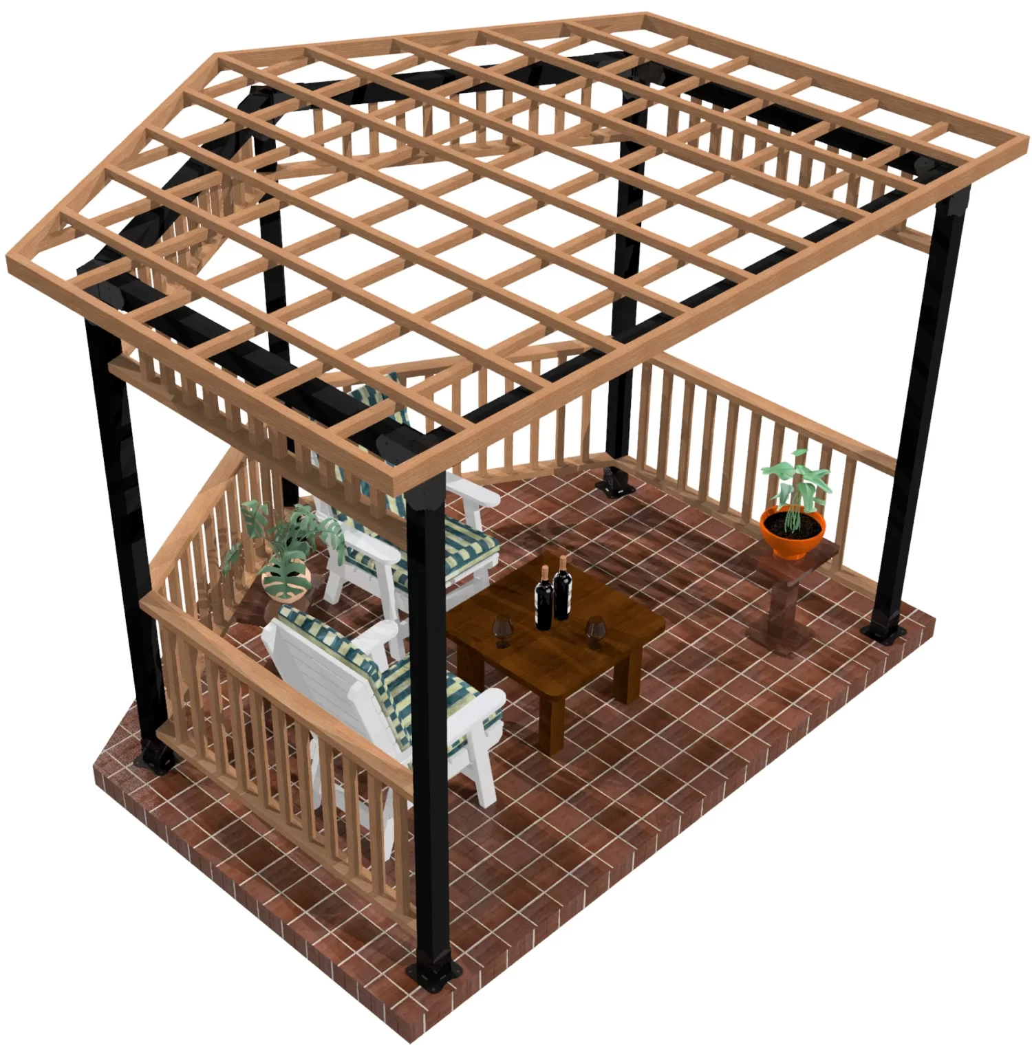 4x4, Surface Mounted, Partial Hexagon Gazebo - Partial Hexagon Gazebo 4x4, Surface Mounted, Partial Hexagon Gazebo - RioOutdoors.com