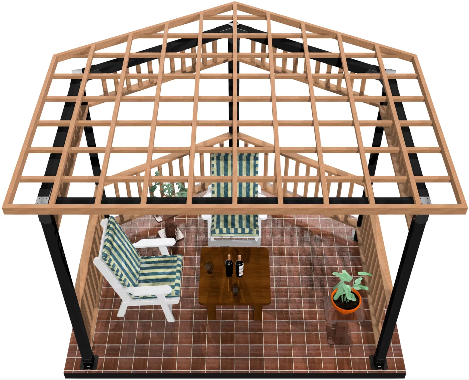 4x4, Surface Mounted, Partial Hexagon Gazebo - Partial Hexagon Gazebo 4x4, Surface Mounted, Partial Hexagon Gazebo - RioOutdoors.com