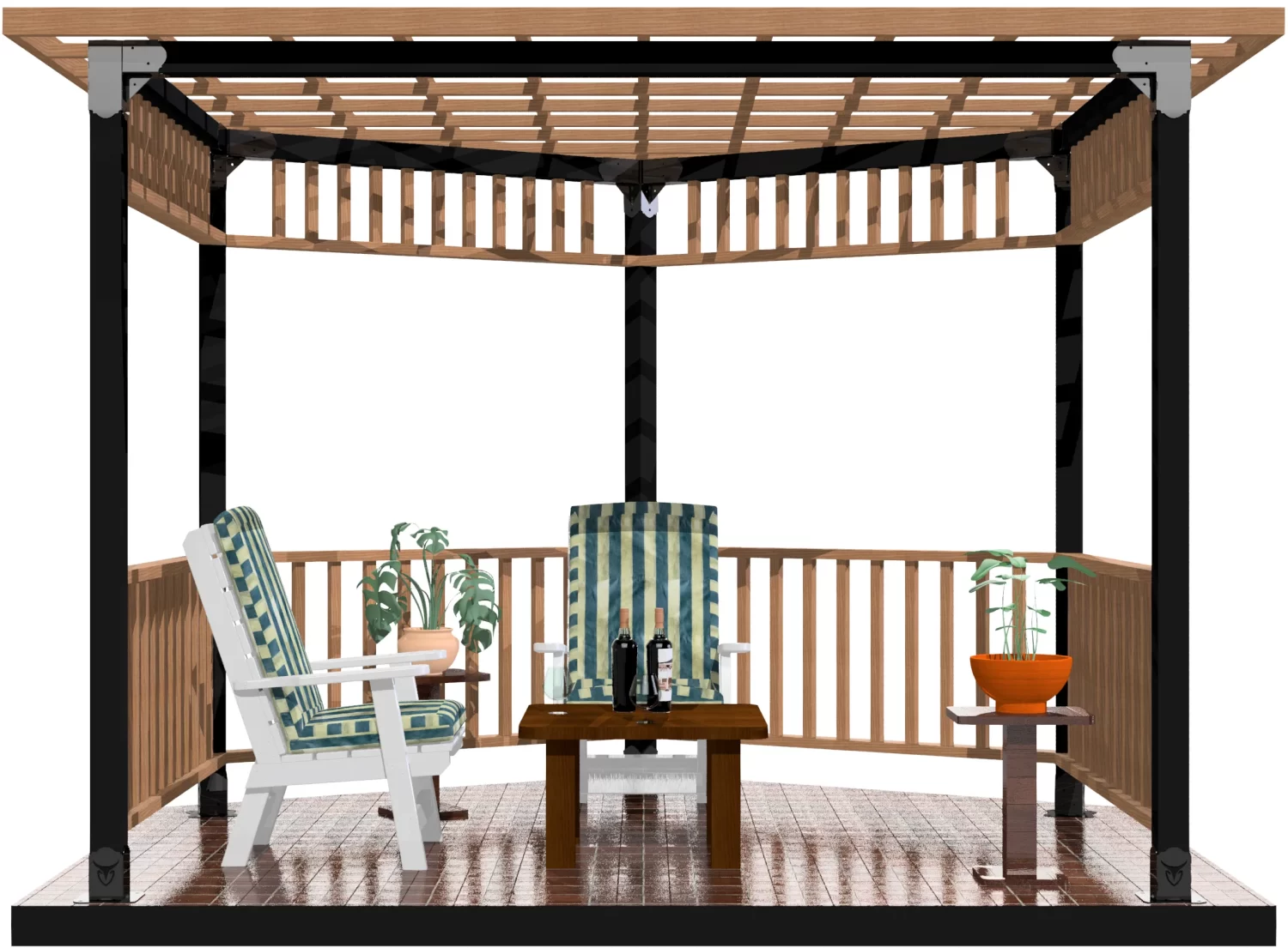 4x4, Surface Mounted, Partial Hexagon Gazebo - Partial Hexagon Gazebo 4x4, Surface Mounted, Partial Hexagon Gazebo - RioOutdoors.com