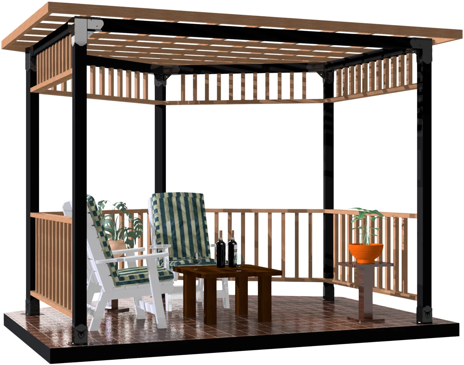 4x4, Surface Mounted, Partial Hexagon Gazebo - Partial Hexagon Gazebo 4x4, Surface Mounted, Partial Hexagon Gazebo - RioOutdoors.com