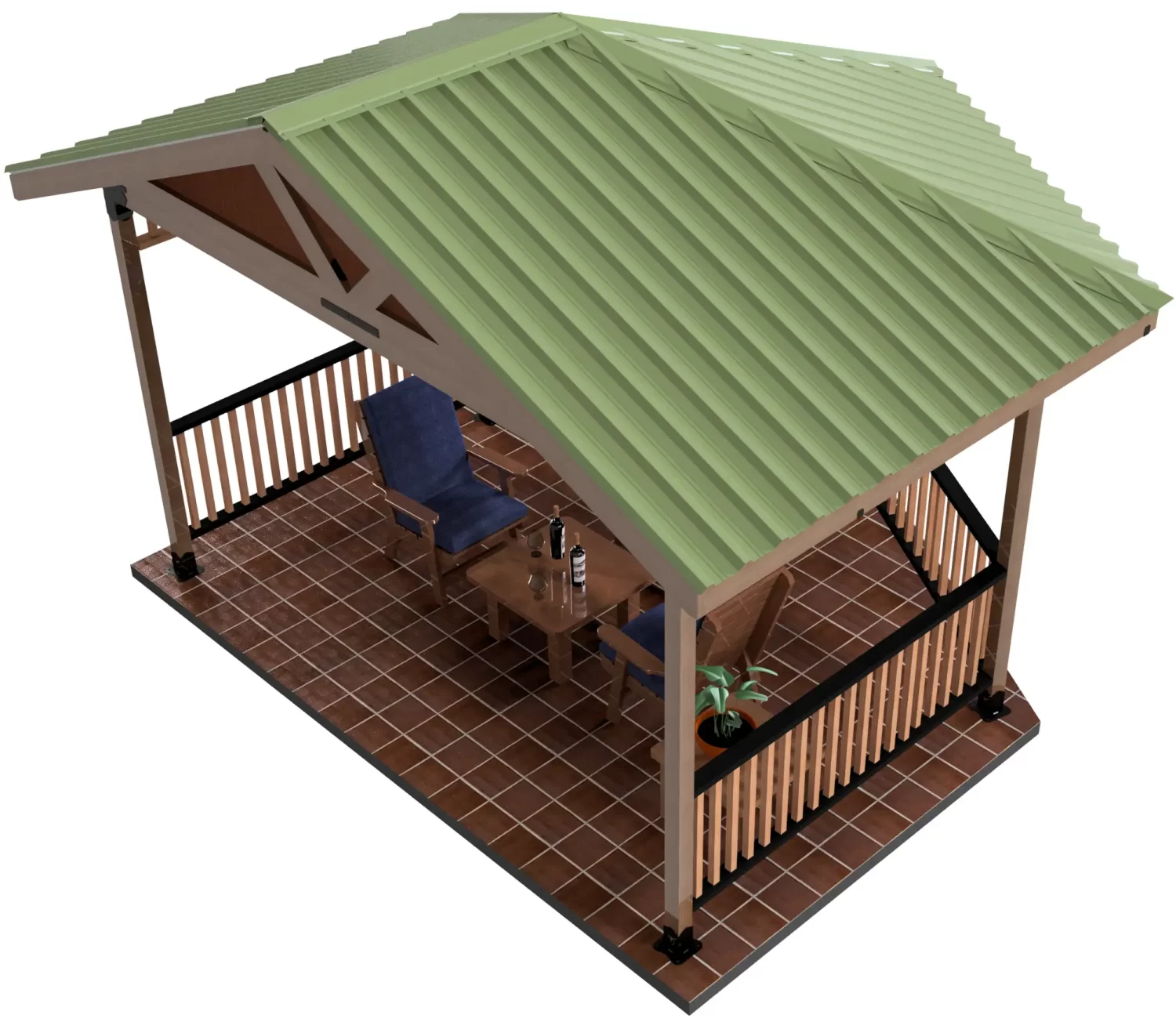 4x4, Surface Mounted, Partial Hexagon Gazebo - Partial Hexagon Gazebo 4x4, Surface Mounted, Partial Hexagon Gazebo - RioOutdoors.com