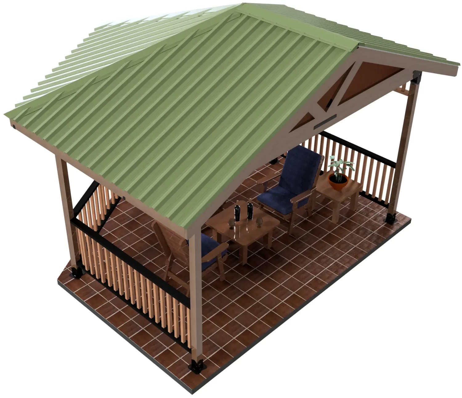 4x4, Surface Mounted, Partial Hexagon Gazebo - Partial Hexagon Gazebo 4x4, Surface Mounted, Partial Hexagon Gazebo - RioOutdoors.com