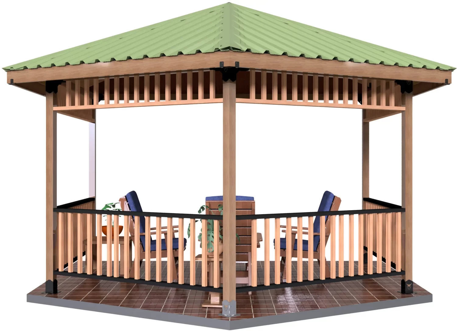 4x4, Surface Mounted, Partial Hexagon Gazebo - Partial Hexagon Gazebo 4x4, Surface Mounted, Partial Hexagon Gazebo - RioOutdoors.com