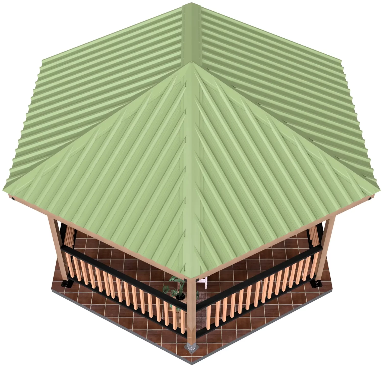 4x4, Surface Mounted, Partial Hexagon Gazebo - Partial Hexagon Gazebo 4x4, Surface Mounted, Partial Hexagon Gazebo - RioOutdoors.com