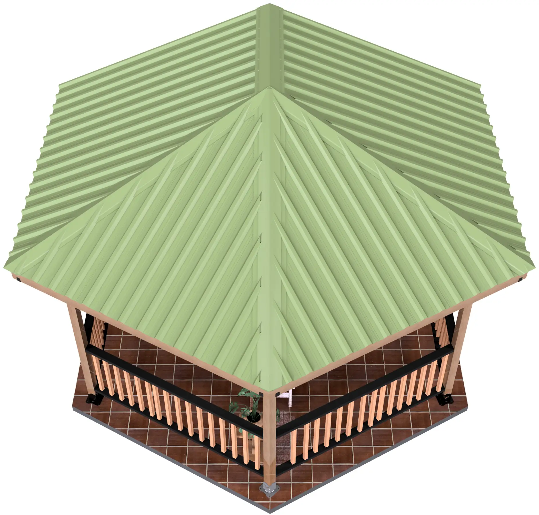 4x4, Surface Mounted, Partial Hexagon Gazebo - RioOutdoors.com