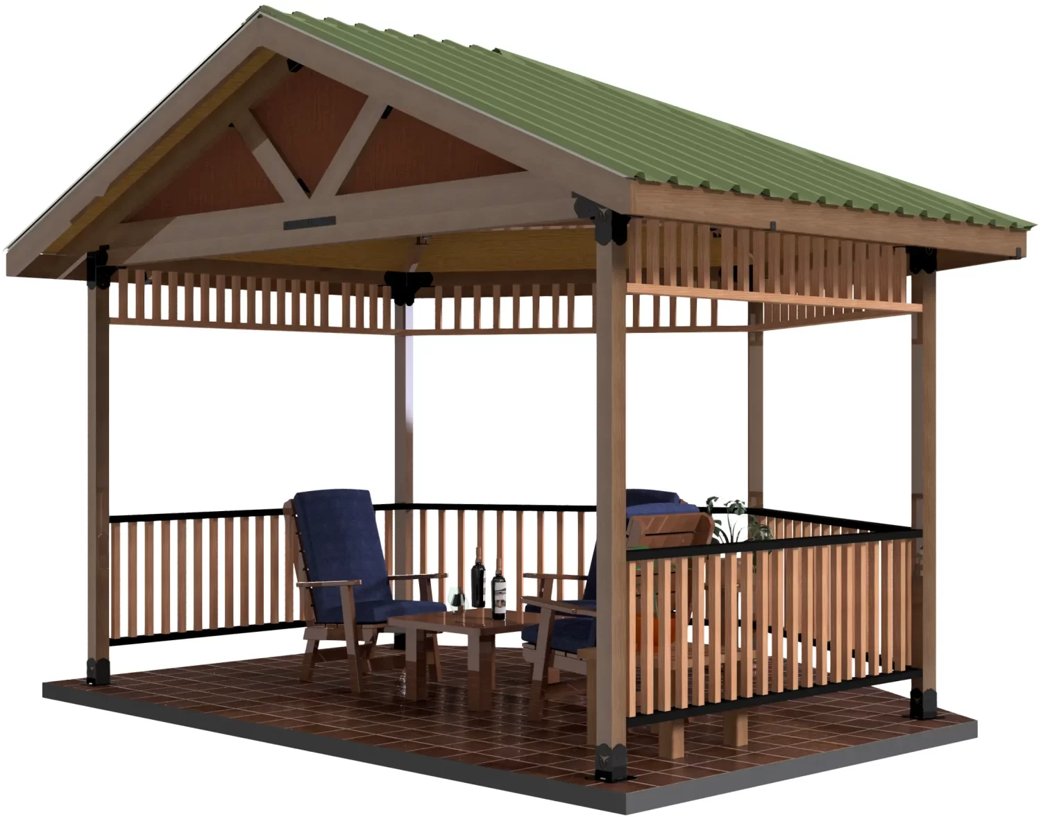 4x4, Surface Mounted, Partial Hexagon Gazebo - Partial Hexagon Gazebo 4x4, Surface Mounted, Partial Hexagon Gazebo - RioOutdoors.com