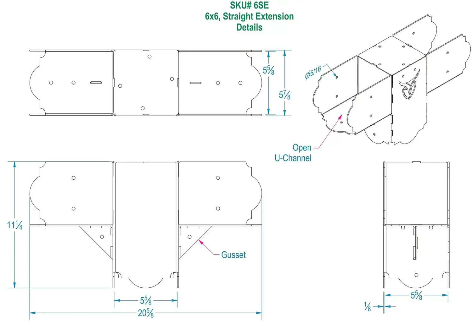 Heavy Duty DIY 6x6 Tee Bracket  - RioOutdoors.com