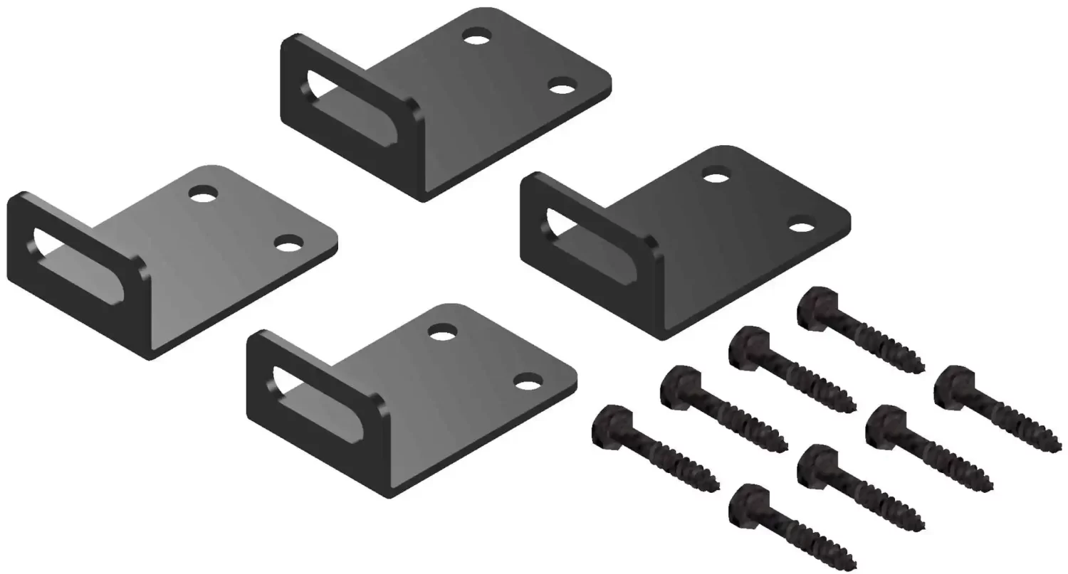 Wall anchor bracket set showing four brackets and lag screws