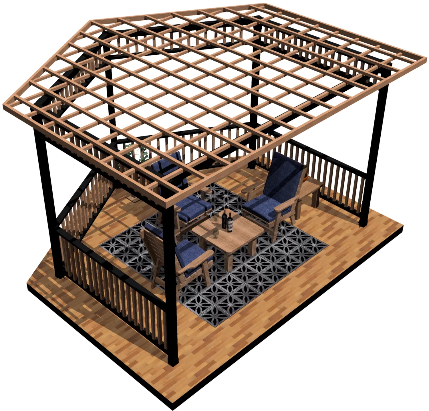 DIY 4x4 Partial Hexagon Gazebo Kit, Floating Deck - RioOutdoors.com