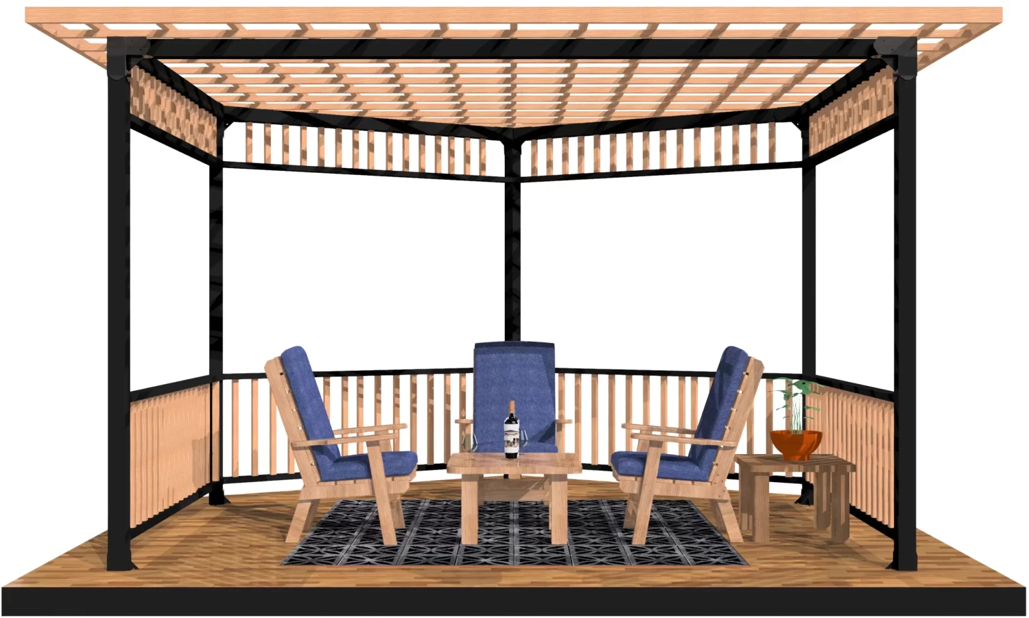 DIY 4x4 Partial Hexagon Gazebo Kit, Floating Deck - RioOutdoors.com