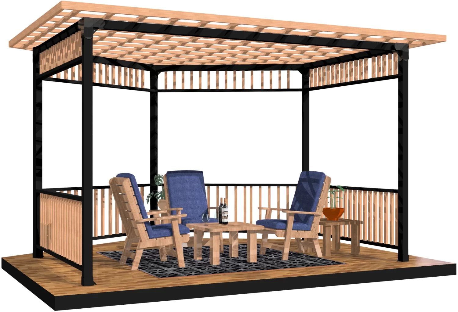 DIY 4x4 Partial Hexagon Gazebo Kit, Floating Deck - RioOutdoors.com