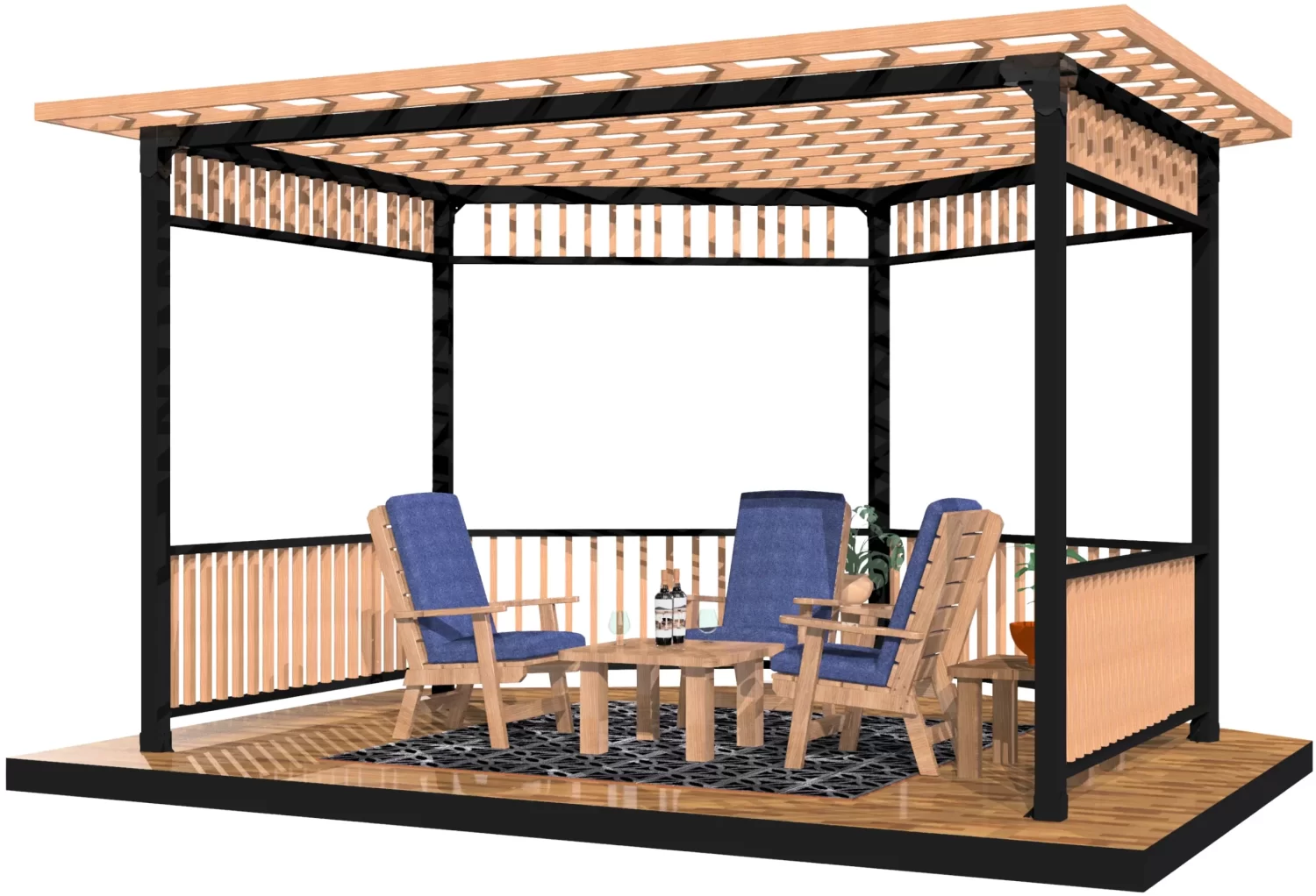 DIY 4x4 Partial Hexagon Gazebo Kit, Floating Deck - RioOutdoors.com