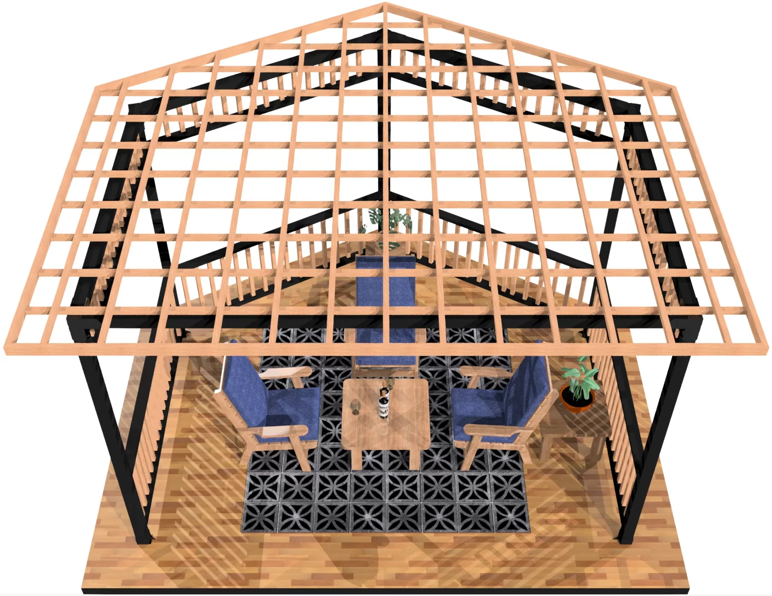 DIY 4x4 Partial Hexagon Gazebo Kit, Floating Deck - RioOutdoors.com