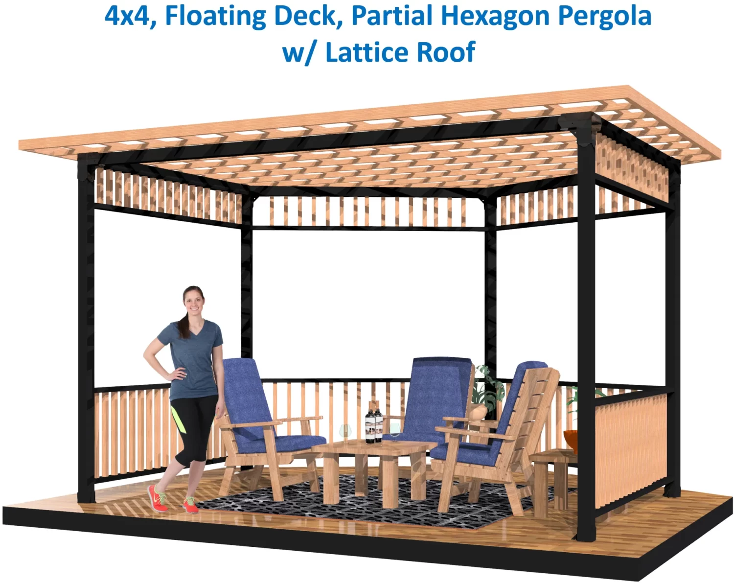 DIY 4x4 Partial Hexagon Gazebo Kit, Floating Deck - RioOutdoors.com