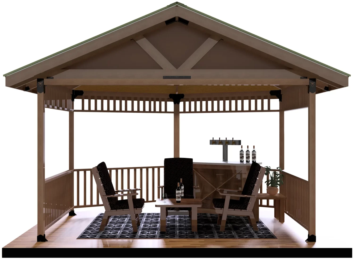 DIY 4x4 Partial Hexagon Gazebo Kit, Floating Deck - RioOutdoors.com