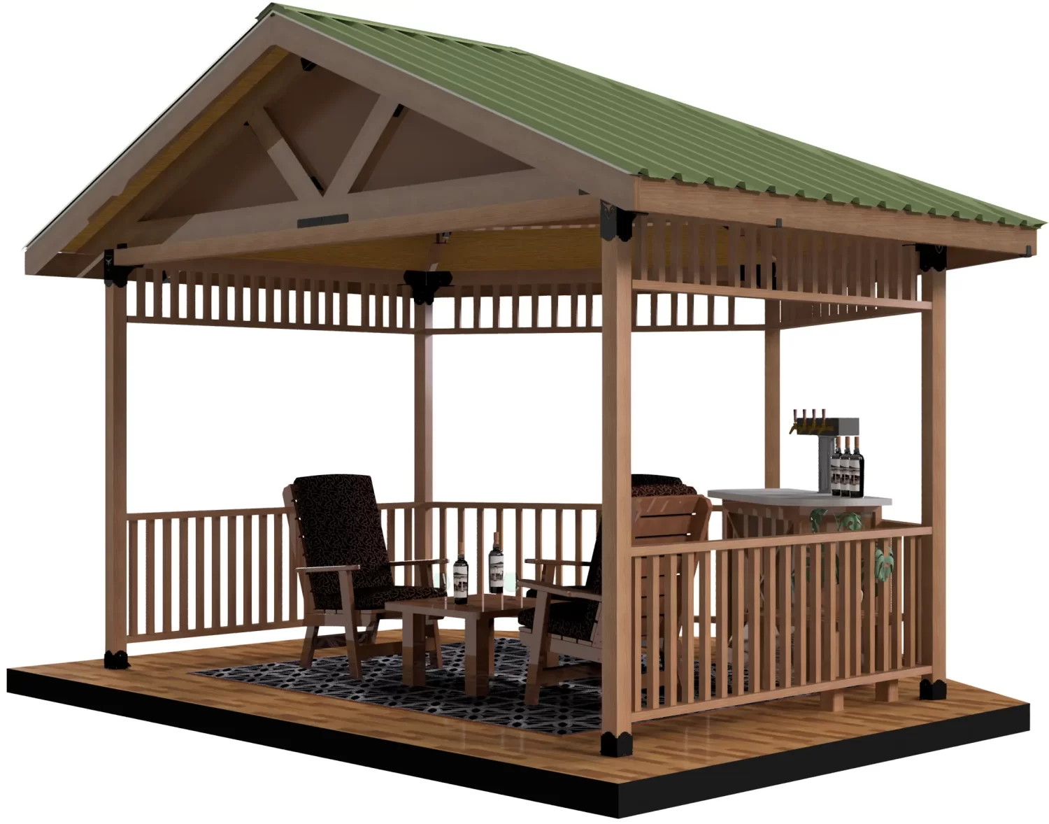 DIY 4x4 Partial Hexagon Gazebo Kit, Floating Deck - RioOutdoors.com