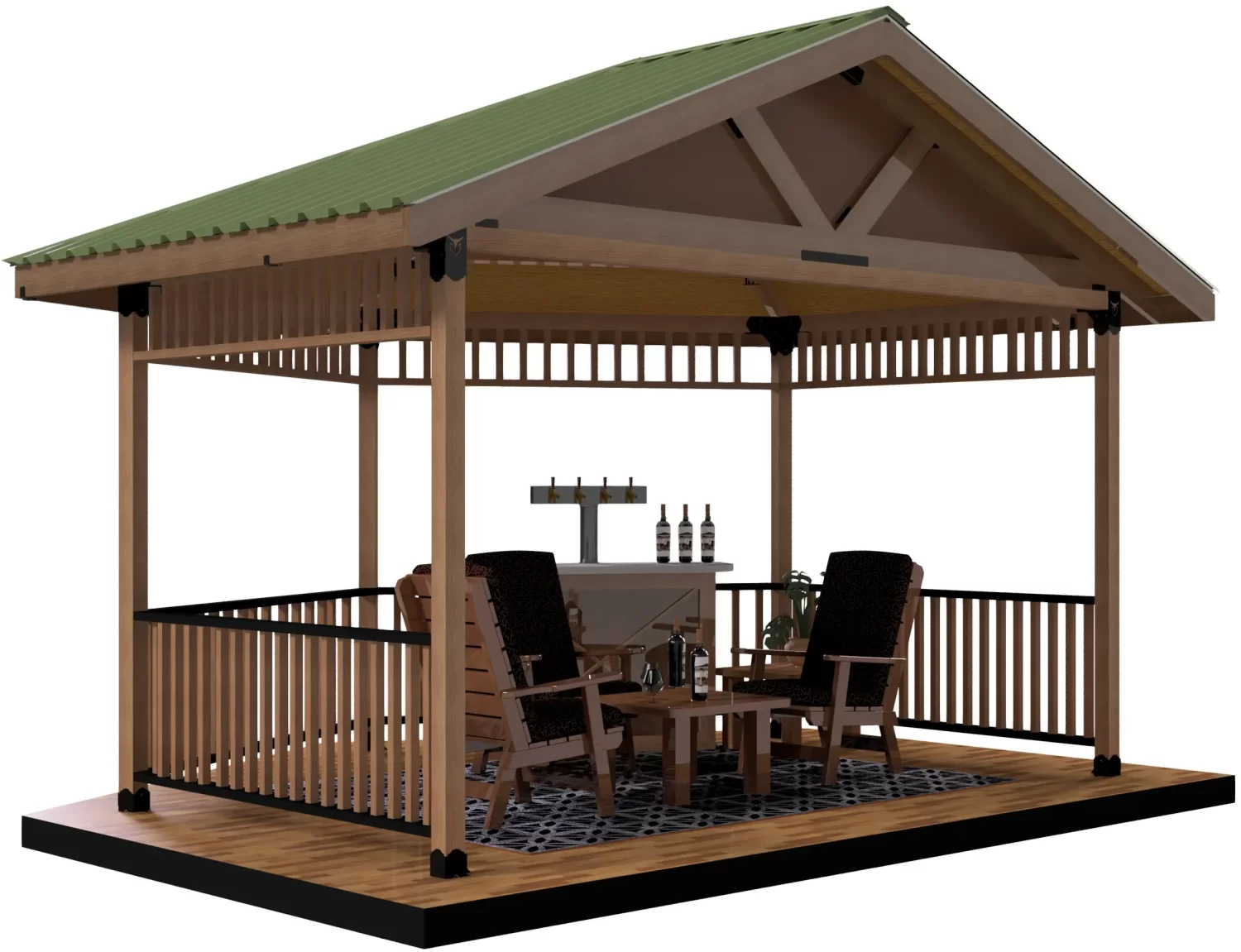 DIY 4x4 Partial Hexagon Gazebo Kit, Floating Deck - RioOutdoors.com