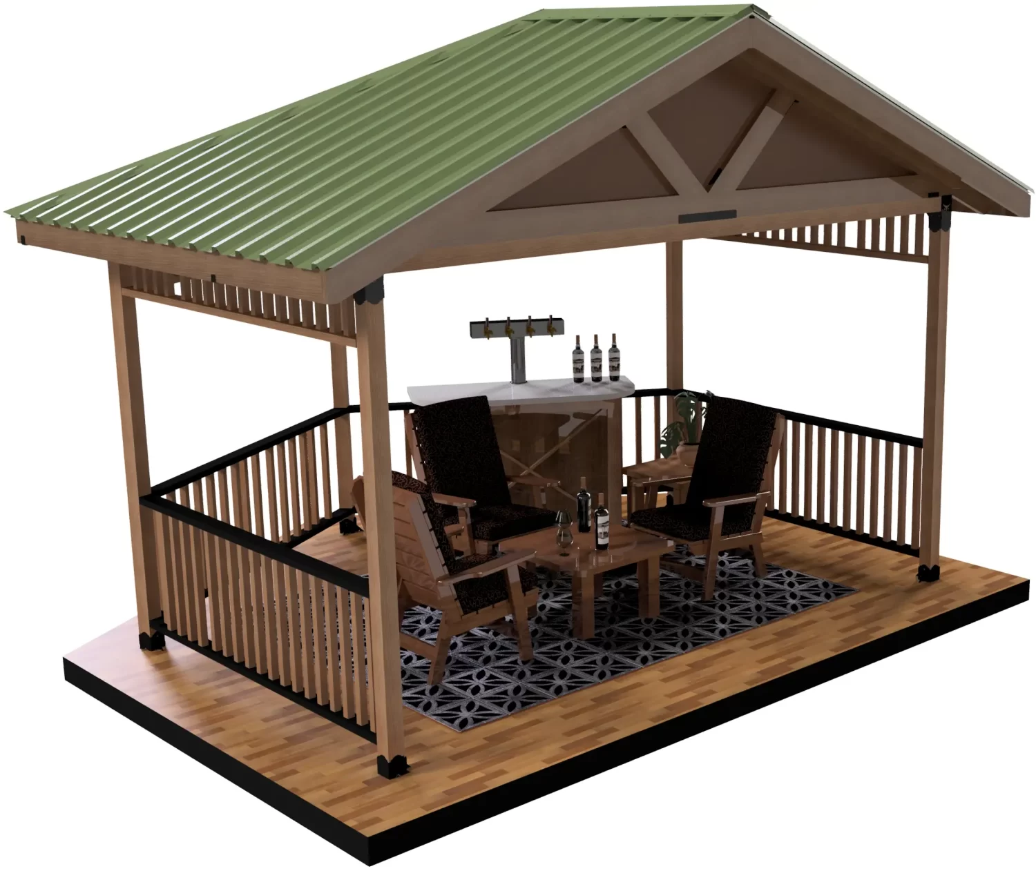 DIY 4x4 Partial Hexagon Gazebo Kit, Floating Deck - RioOutdoors.com