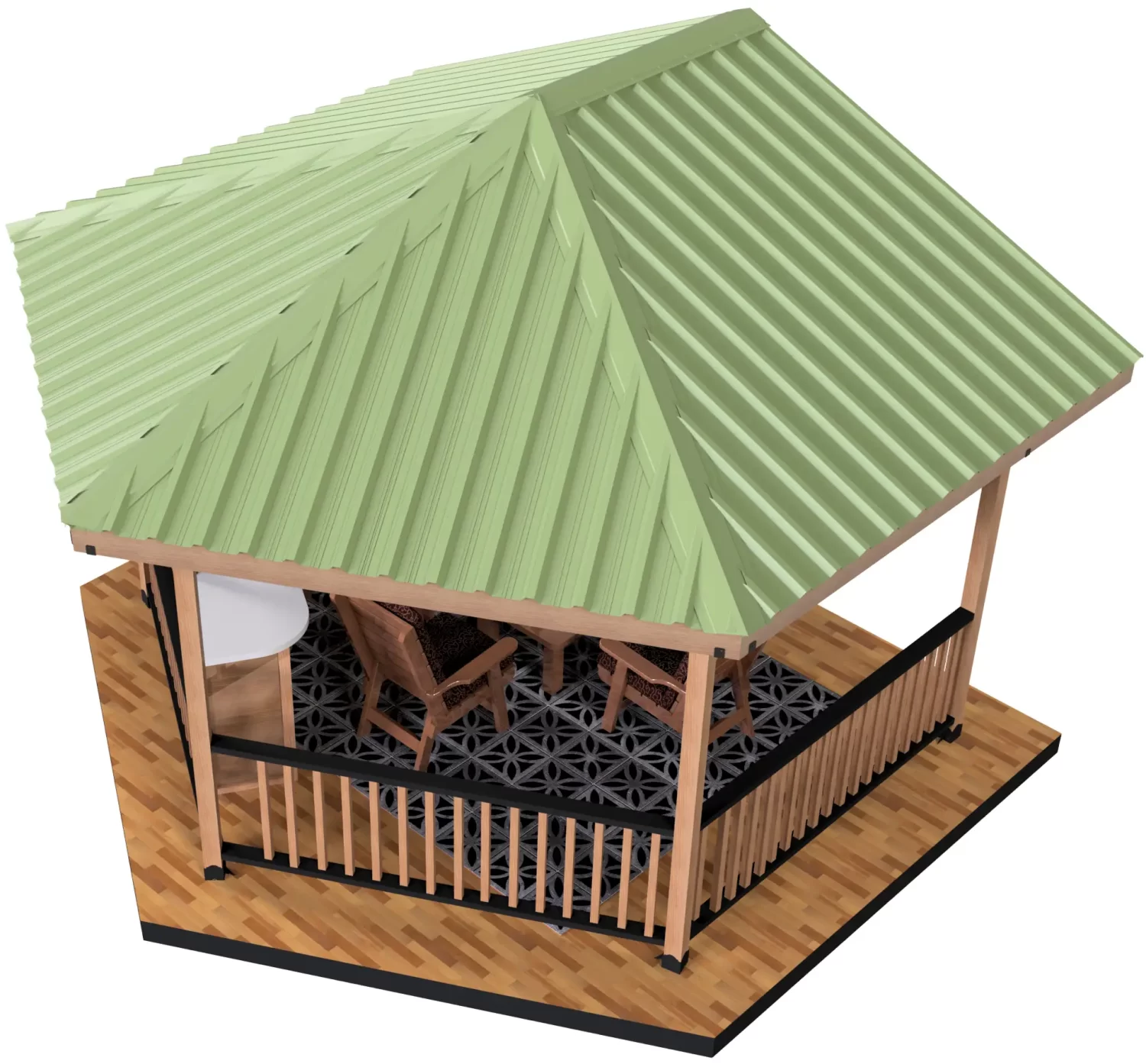 DIY 4x4 Partial Hexagon Gazebo Kit, Floating Deck - RioOutdoors.com