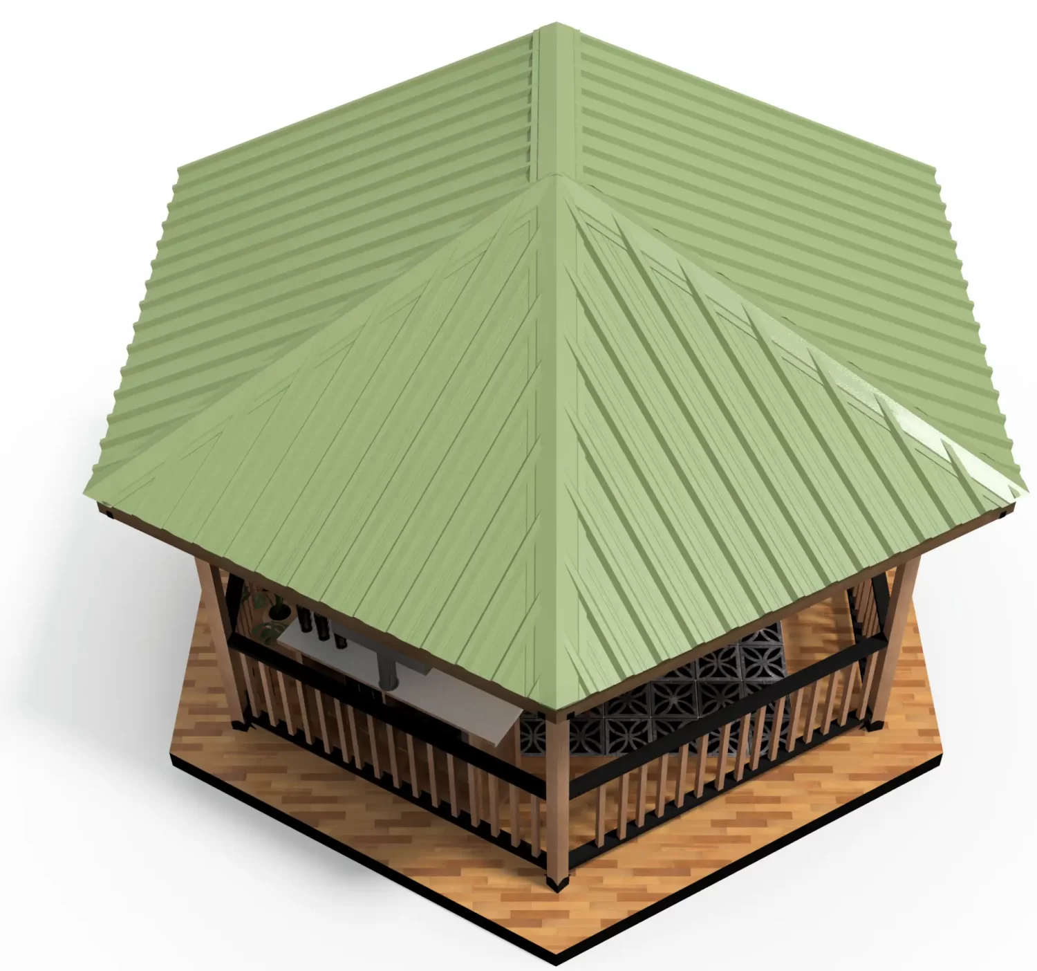 DIY 4x4 Partial Hexagon Gazebo Kit, Floating Deck - RioOutdoors.com