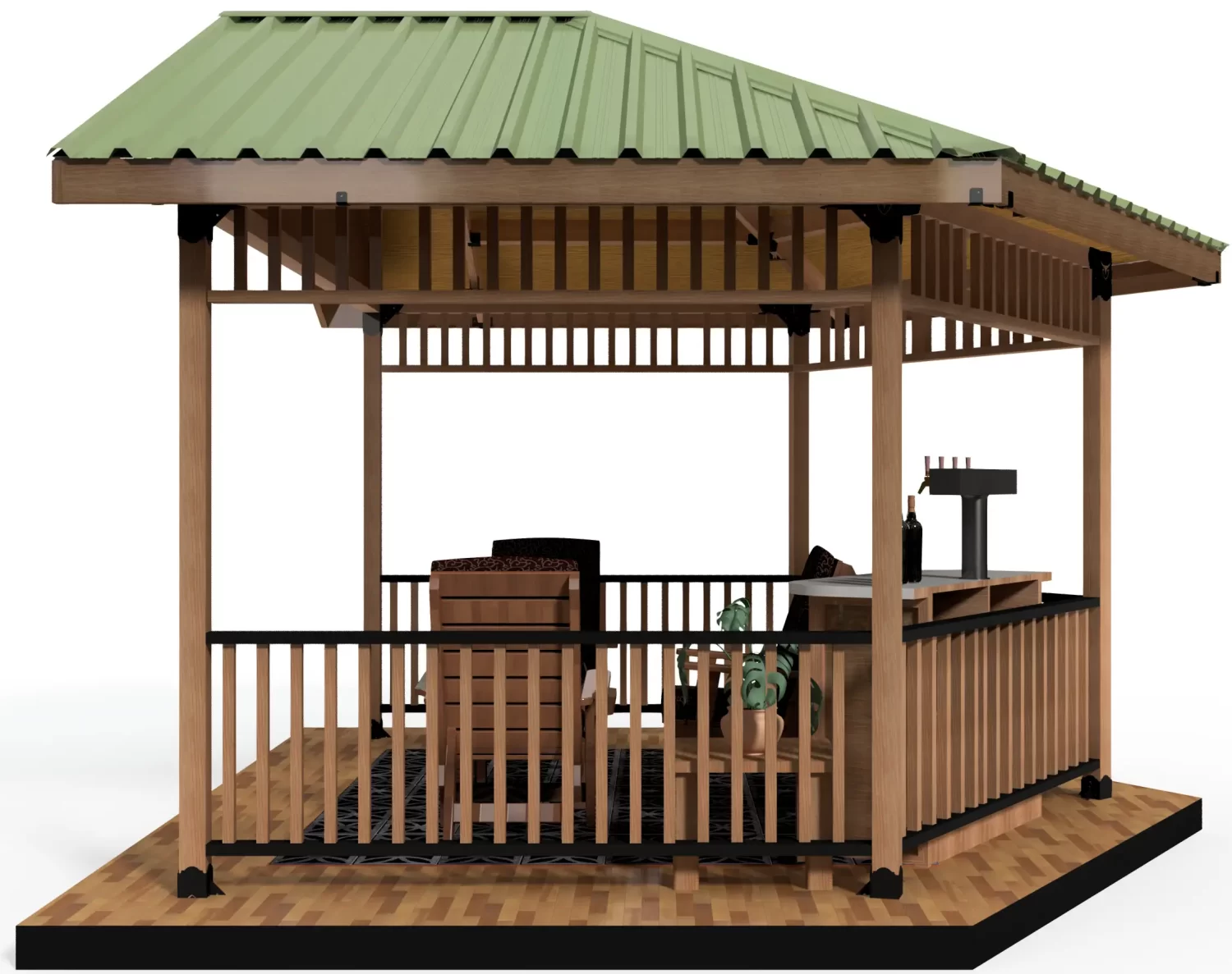 DIY 4x4 Partial Hexagon Gazebo Kit, Floating Deck - RioOutdoors.com