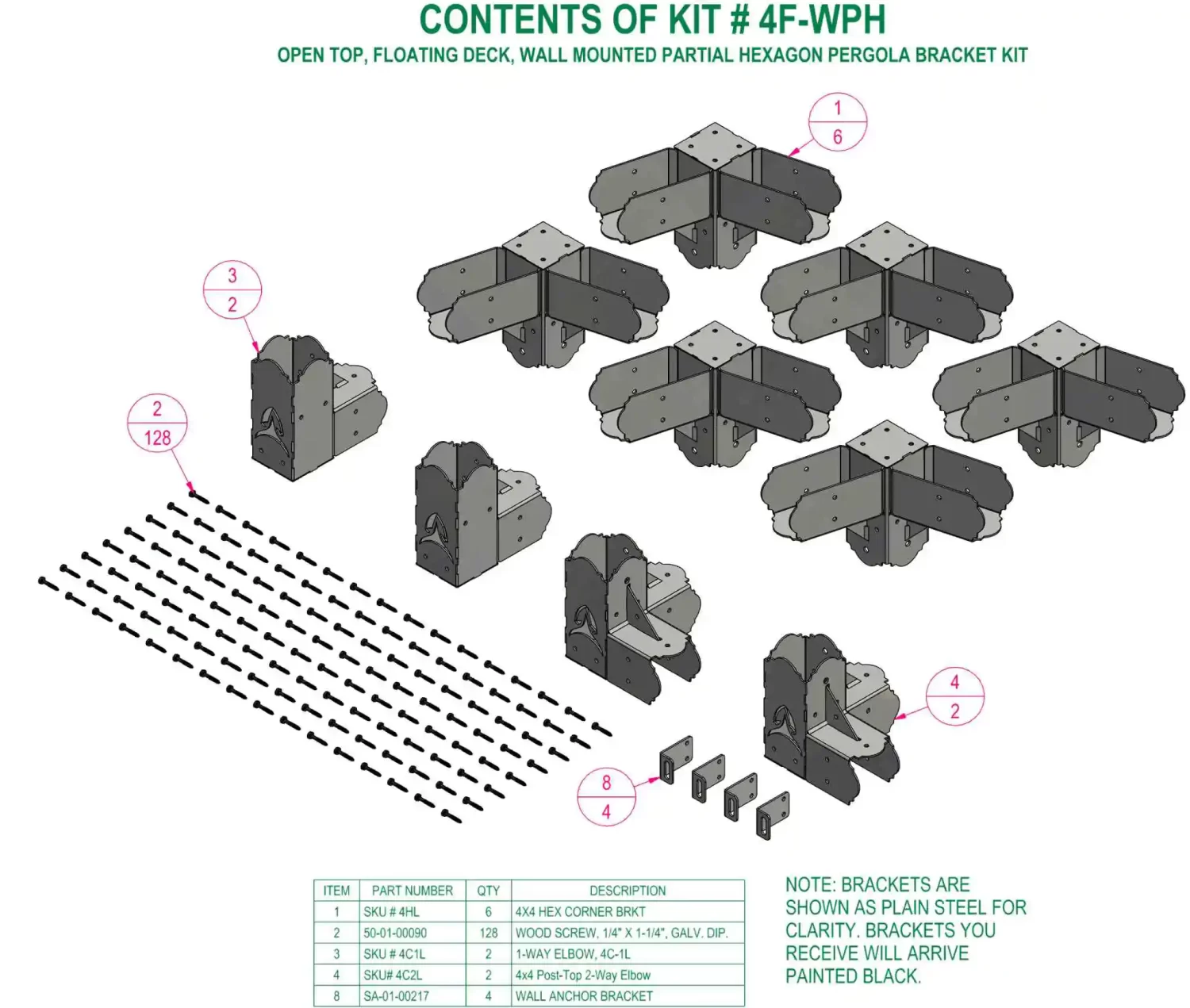 DIY 4x4 Partial Hexagon Gazebo Kit, Floating Deck, Wall Attached - Partial Hexagon Gazebo Floating Deck 4x4 Partial Hexagon Gazebo, Floating Deck - RioOutdoors.com