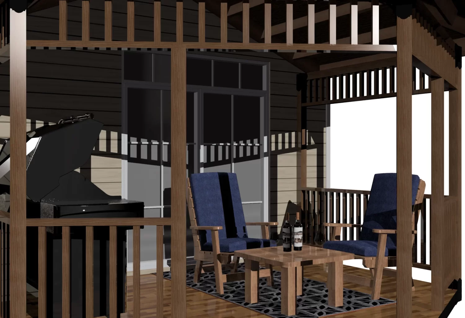 DIY 4x4 Partial Hexagon Gazebo Kit, Floating Deck, Wall Attached - Partial Hexagon Gazebo Floating Deck 4x4 Partial Hexagon Gazebo, Floating Deck - RioOutdoors.com