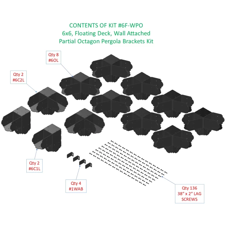4x4, Surface Mounted, Freestanding, Partial Octagon Gazebo Brackets Kit - RioOutdoors.com