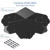 Illustration of a Heavy Duty 6x6 45-Degree Octagon Elbow Bracket for a Floating Deck 6x6 Octagon Gazebo, with labeled parts—one bracket in the center and twelve 3/8 x 2 lag screws below, under Contents of SKU #6OL.