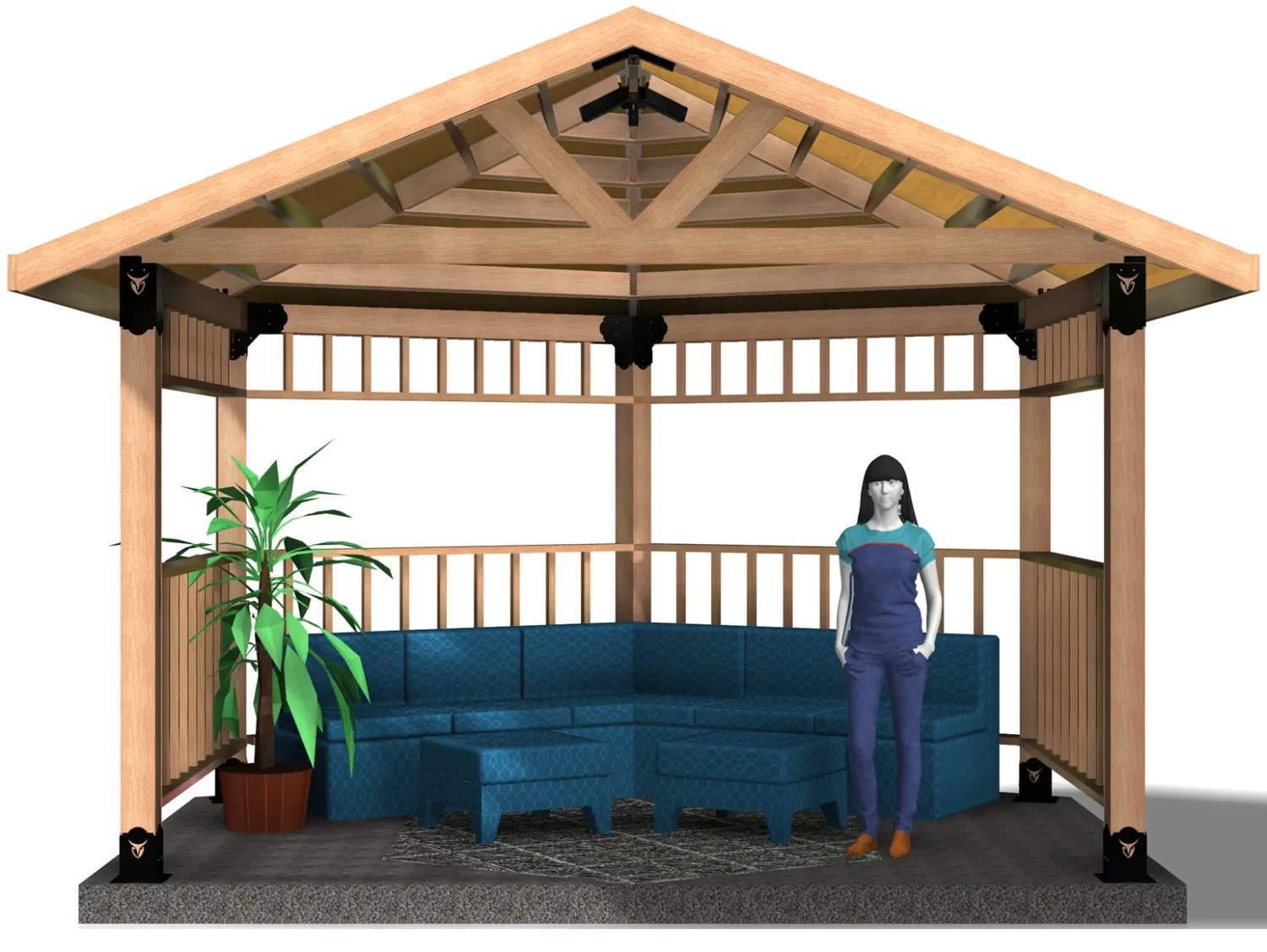 6S-PHR-100-79 DIY 6x6 Partial Hexagon Pergola/Gazebo Kit - Easy Assembly for Outdoor Retreat - RioOutdoors.com