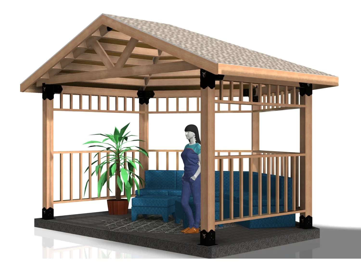 6S-PHR-100-80 DIY 6x6 Partial Hexagon Pergola/Gazebo Kit - Easy Assembly for Outdoor Retreat - RioOutdoors.com