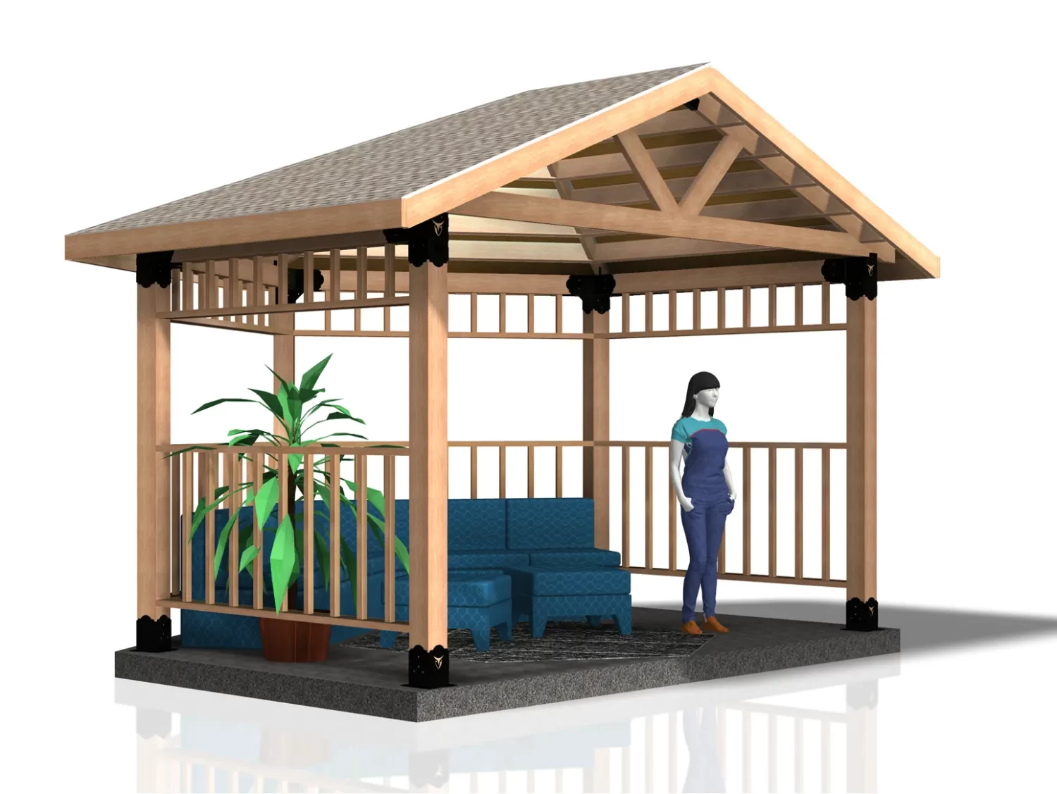 6S-PHR-100-81 DIY 6x6 Partial Hexagon Pergola/Gazebo Kit - Easy Assembly for Outdoor Retreat - RioOutdoors.com
