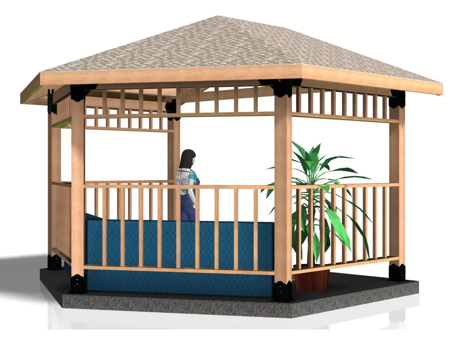 6S-PHR-100-82 DIY 6x6 Partial Hexagon Pergola/Gazebo Kit - Easy Assembly for Outdoor Retreat - RioOutdoors.com