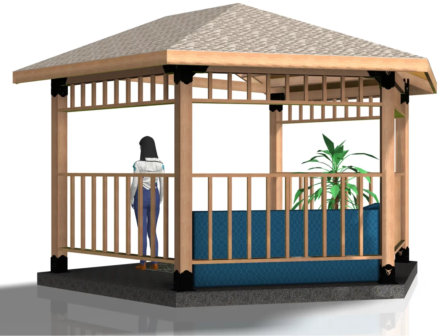 6S-PHR-100-83 DIY 6x6 Partial Hexagon Pergola/Gazebo Kit - Easy Assembly for Outdoor Retreat - RioOutdoors.com