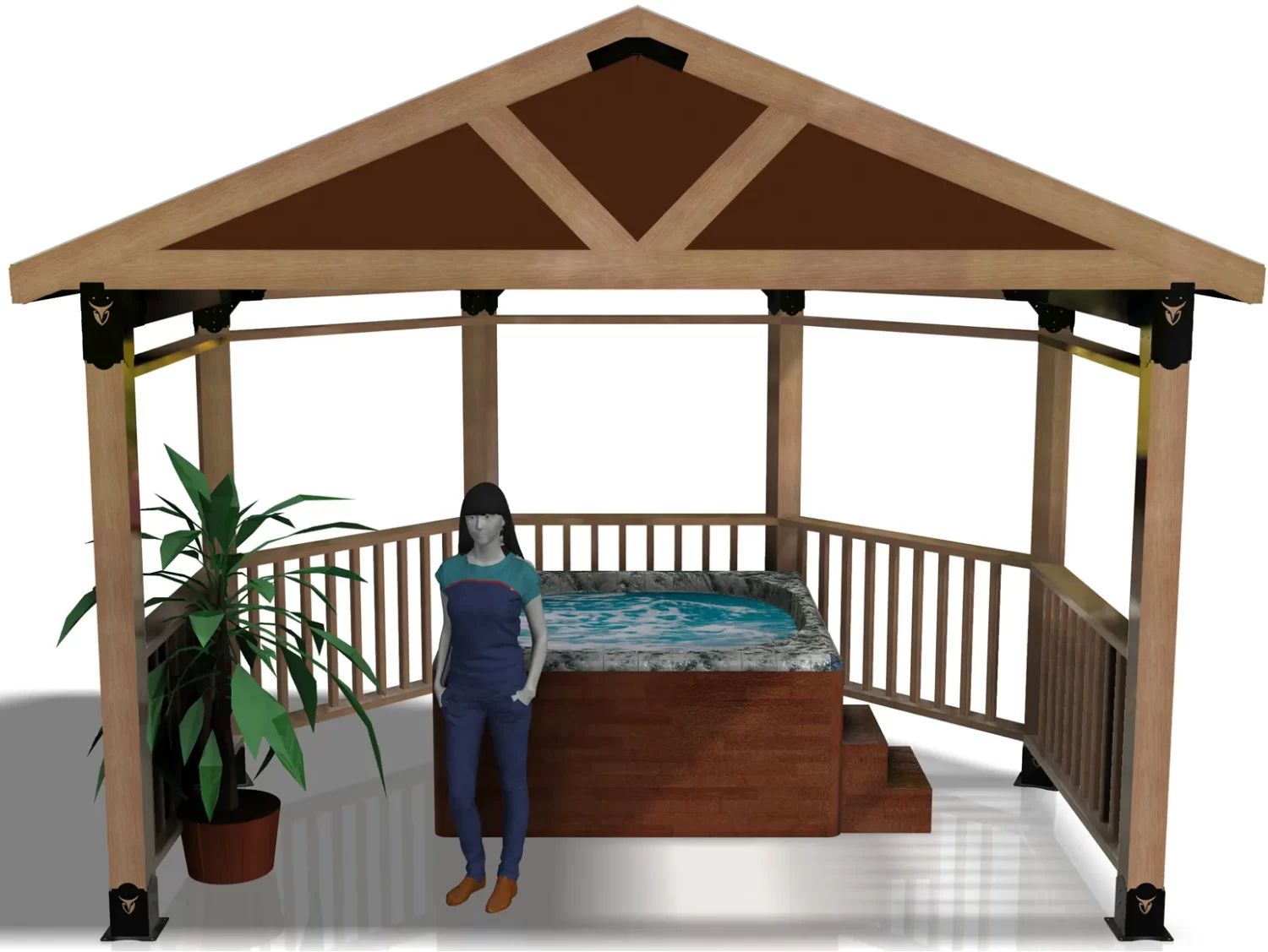 6S-POR-100-7 6x6, Surface Mounted, Freestanding, Partial Octagon Gazebo Brackets Kit - RioOutdoors.com