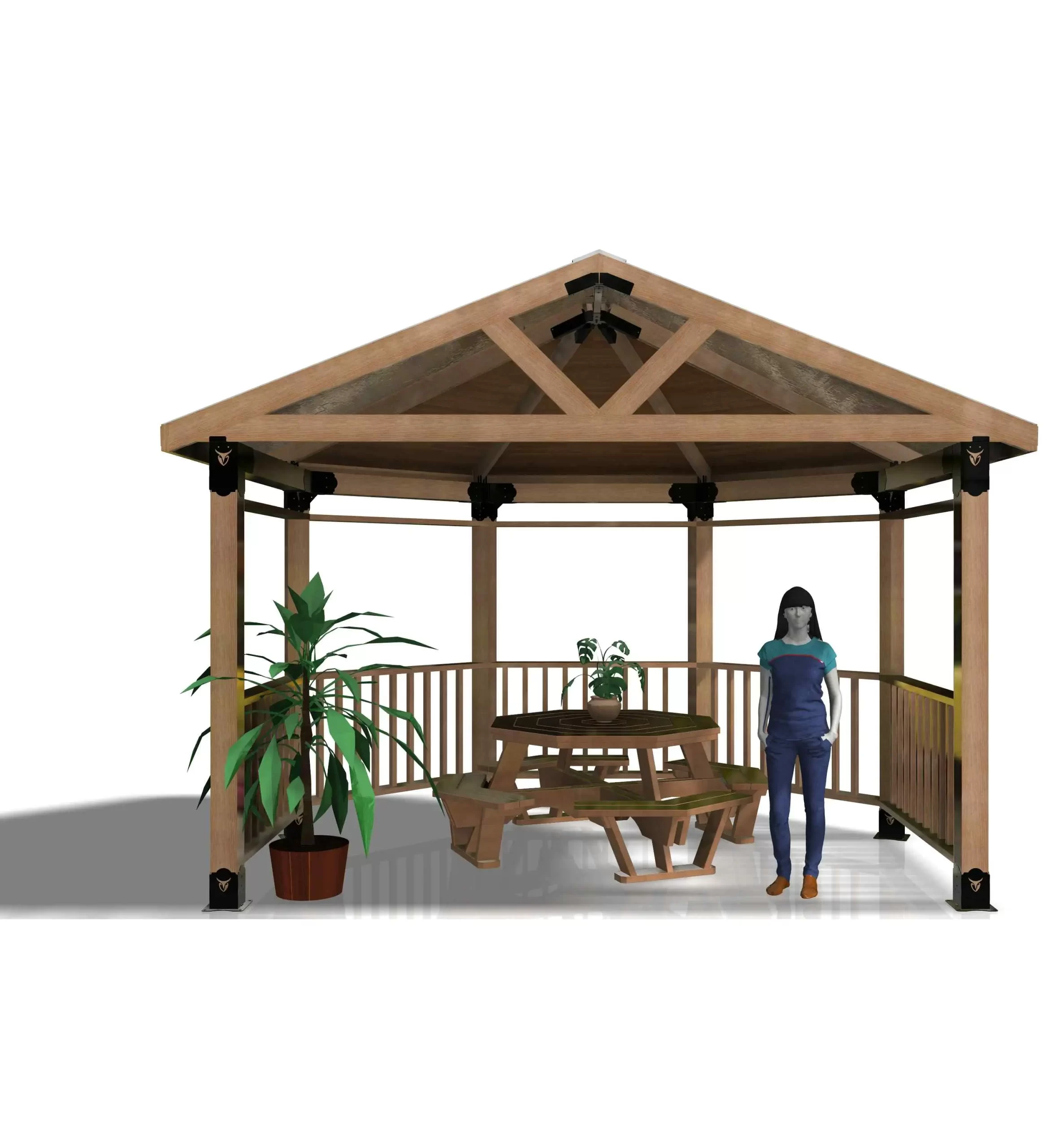 6x6, Floating Deck, Partial Hexagon Gazebo Brackets Kit - RioOutdoors.com