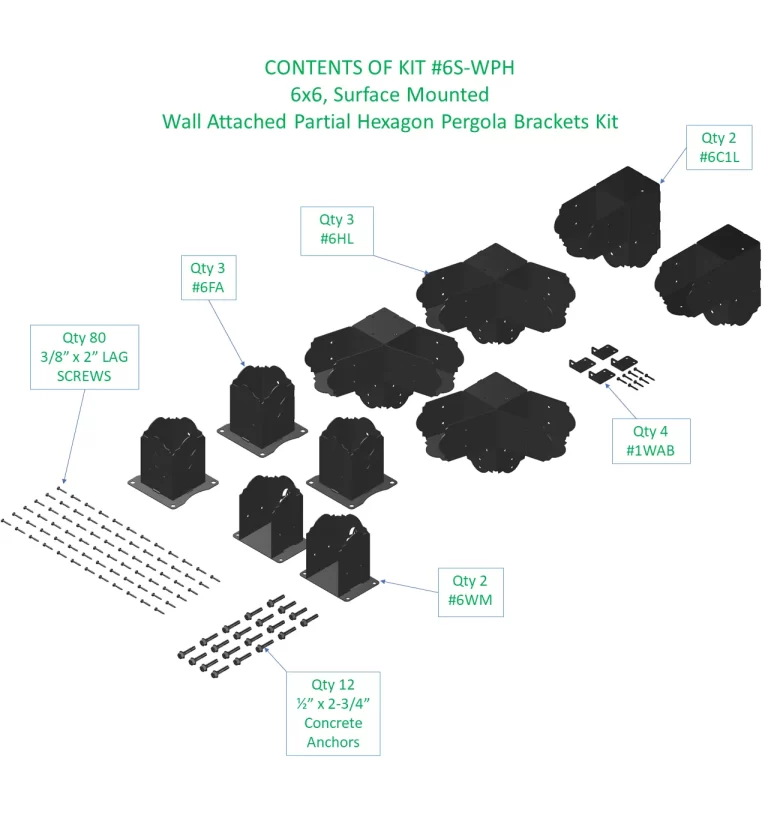 4x4, Surface Mounted, Freestanding, Partial Octagon Gazebo Brackets Kit - RioOutdoors.com