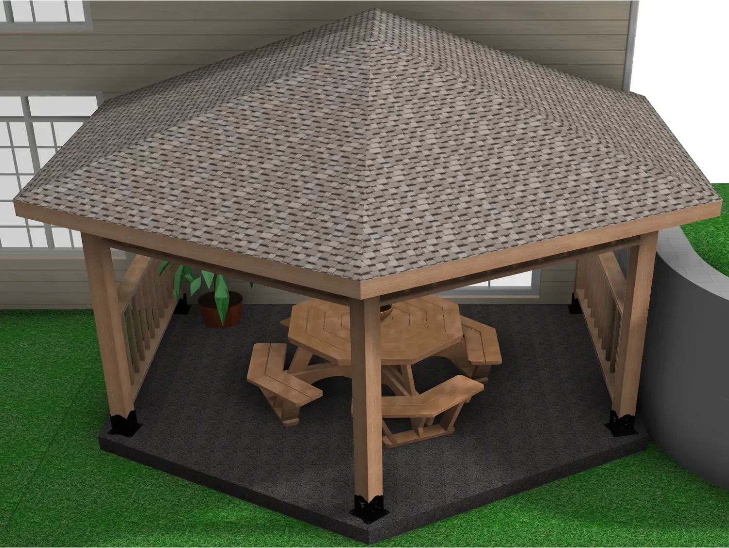 6x6, Surface Mounted, Wall Attached, Partial Hexagon Gazebo Bracket Kit - RioOutdoors.com