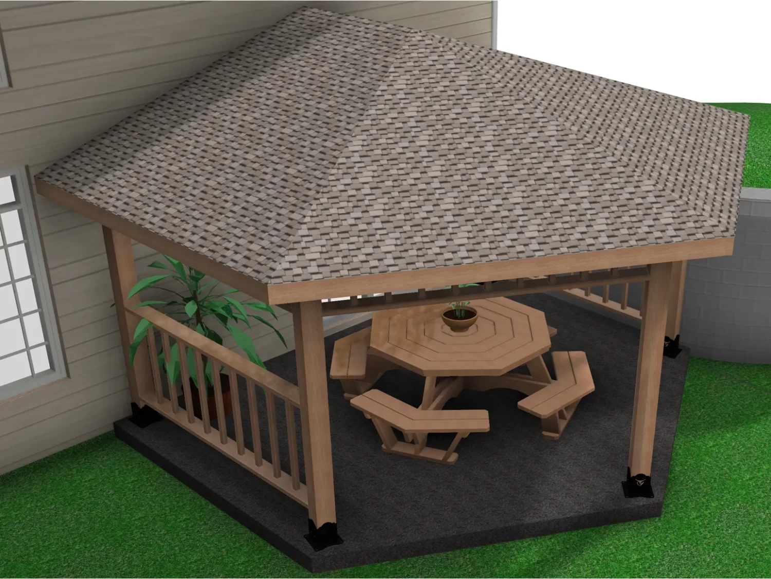 6x6, Surface Mounted, Wall Attached, Partial Hexagon Gazebo Bracket Kit - RioOutdoors.com