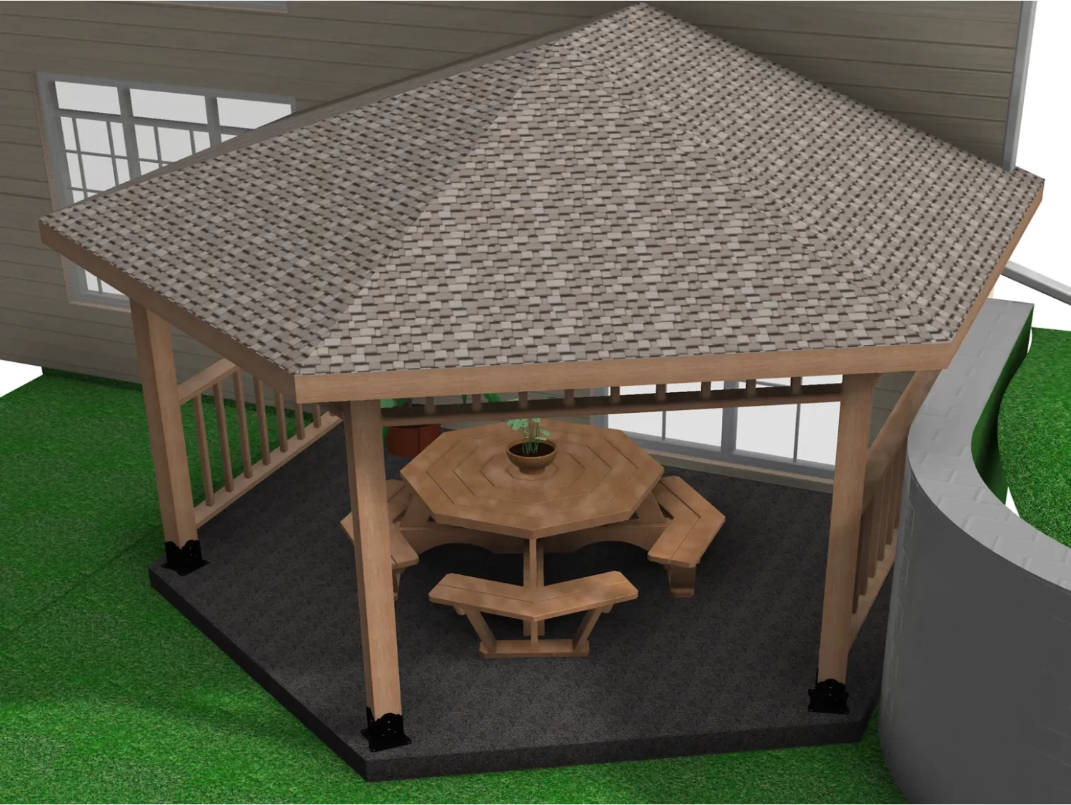 6x6, Surface Mounted, Wall Attached, Partial Hexagon Gazebo Bracket Kit - RioOutdoors.com