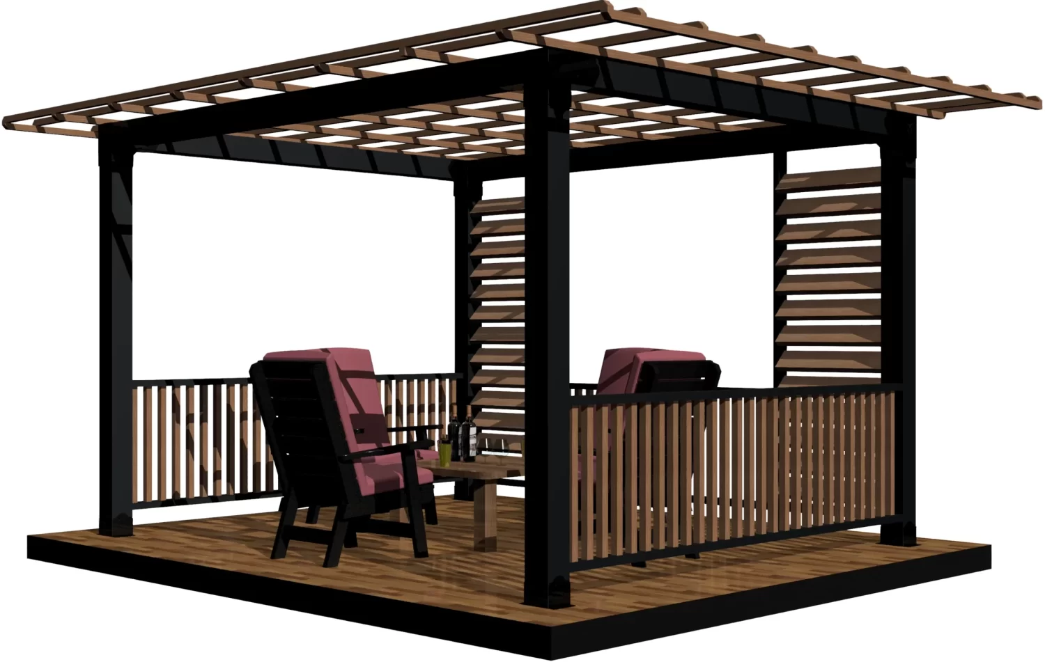 Elegant Backyard Gazebo With Seating Area Designed for Relaxation and Gatherings in a Sunny Outdoor Setting