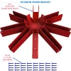 DIY Heavy Duty Iron Octagon Spider Bracket (#O-SPD): Red, eight-arm octagonal bracket with center hub. Includes Qty 1 spider bracket and Qty 40 1/4 x 1-1/4 lag screws.