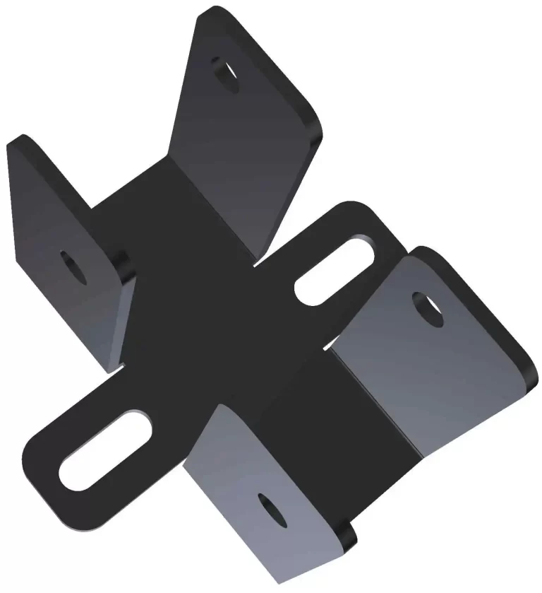 The DIY Rafter Tie Bracket features six flat black metal arms, each with a pre-drilled hole for bolts or screws. Its angular, geometric design ensures strong structural support—perfect for your DIY roof bracket projects.