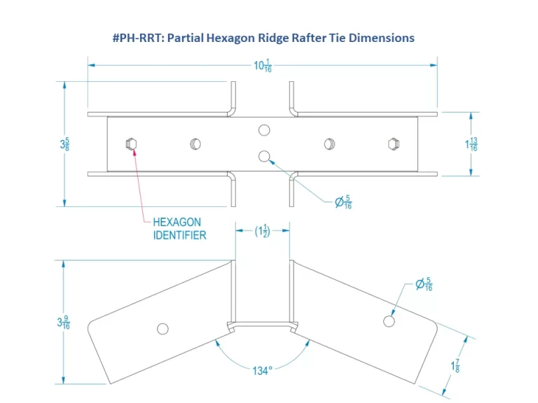 technical drawing shiwng dimensions of #PH-RRT bracket