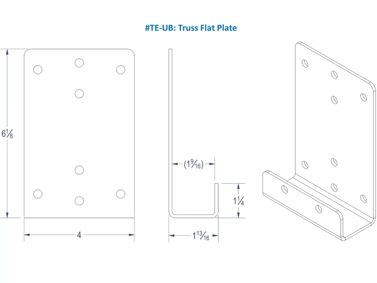 technical drawing of TE-UBL bracket showing dimensions
